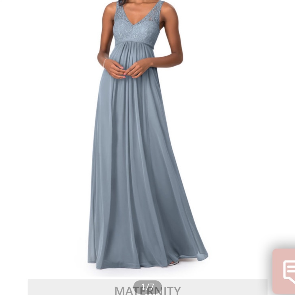 Azazie Andrea Maternity bridesmaids dress. Dusty Blue. Size A6